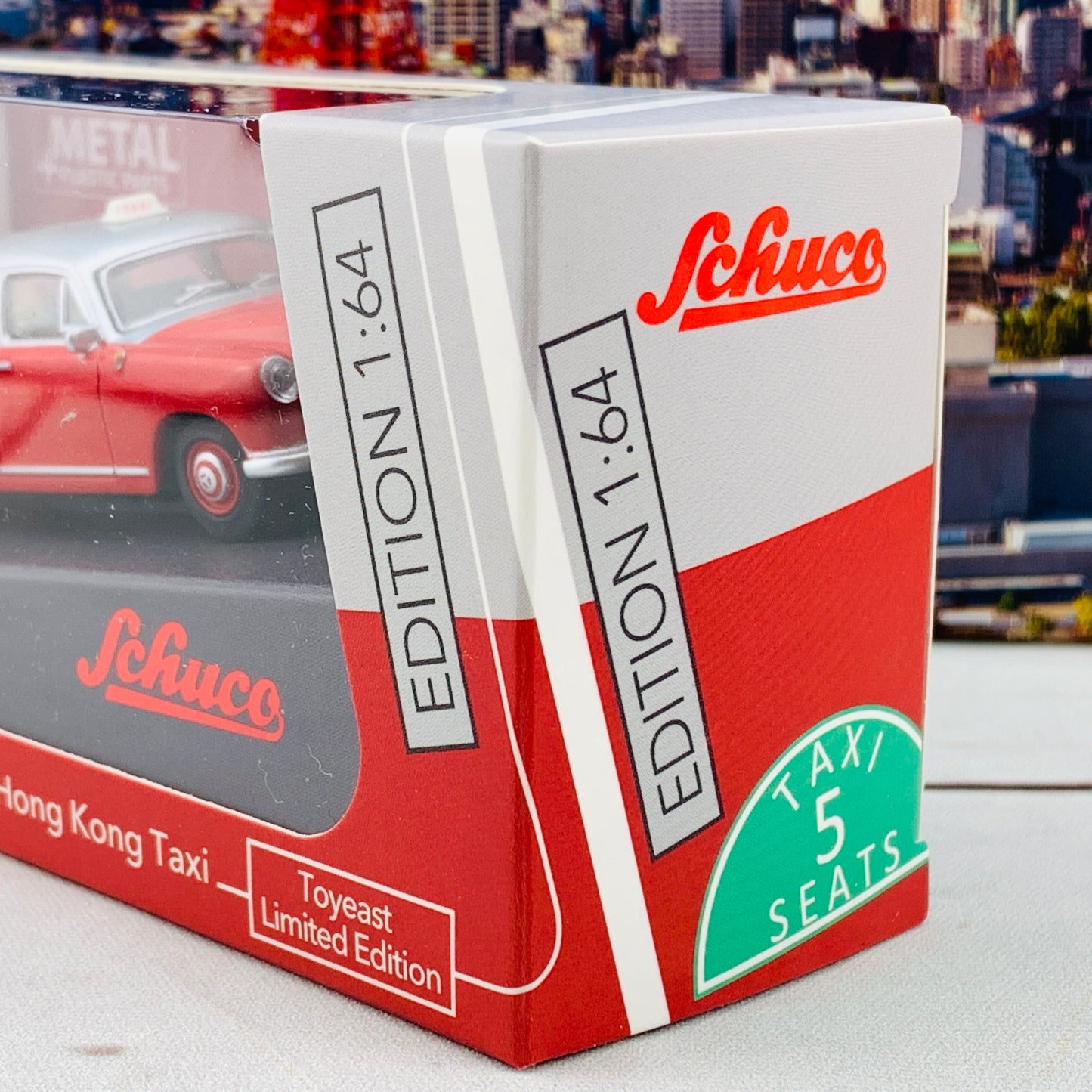 Schuco 1/64 Mercedes Benz Ponton Hong Kong Taxi Silver/Red - Hong Kong Limited Edition 香港限定版 452025700