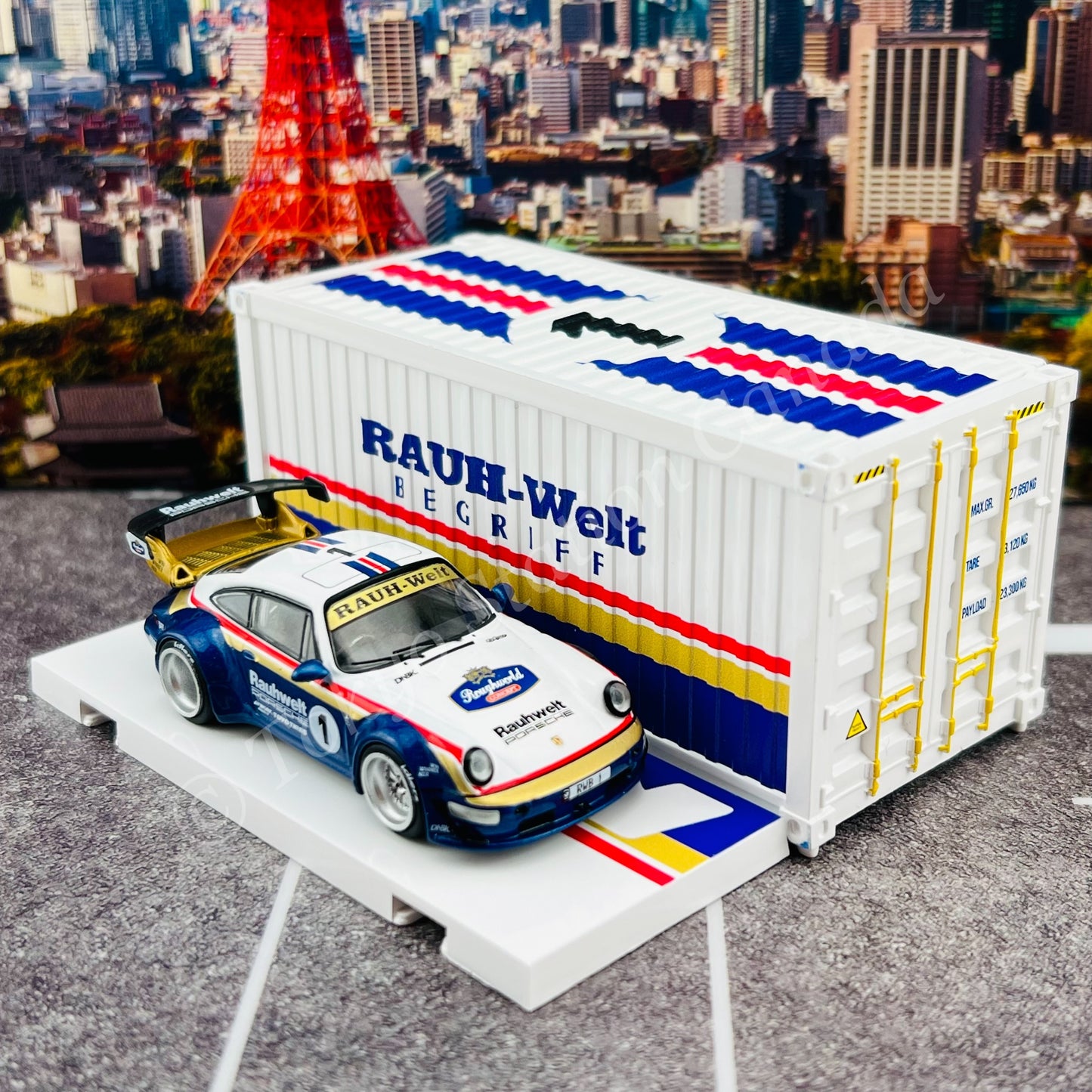 TARMAC WORKS HOBBY64 1/64 RWB 964 Waikato With Container T64-037-WKT