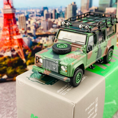 MINI GT 1/64 Land Rover Defender 110 Military Camouflage ToyEast Exclusive RHD MGT00237-R