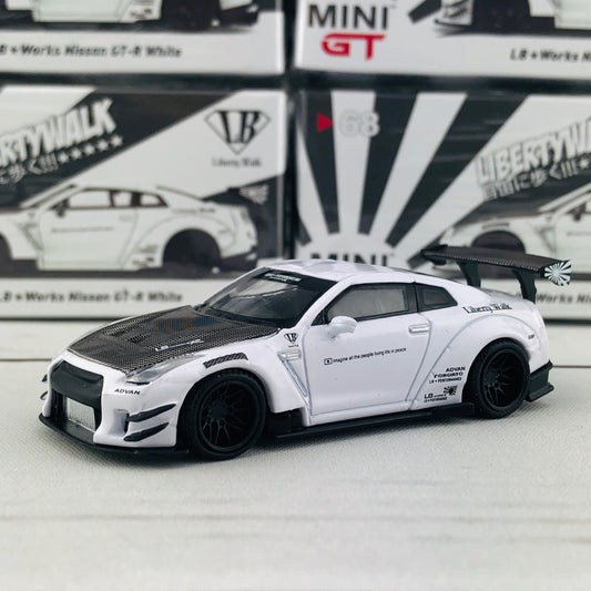 MINI GT 1/64 LB★WORKS Nissan GT-R R35 Type 2 Rear Wing ver 3 White RHD MGT00068-R