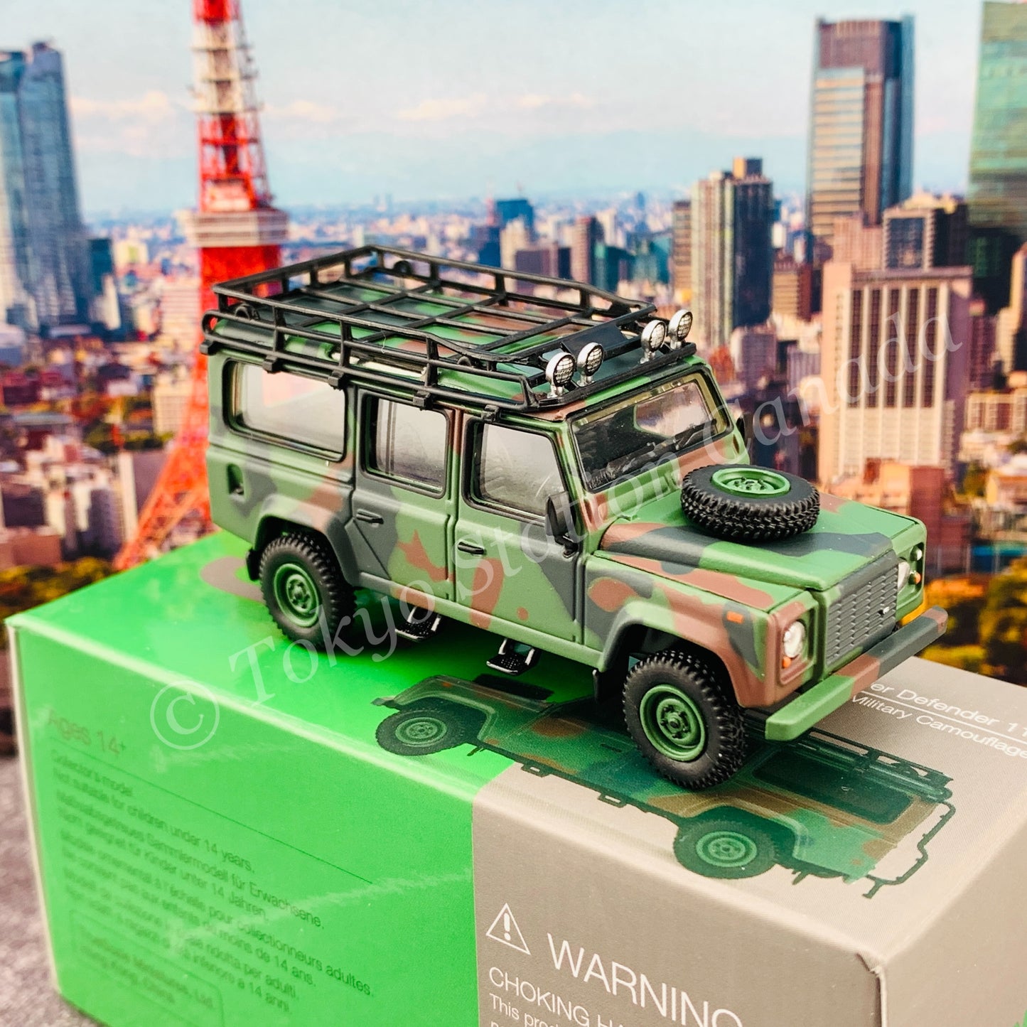 MINI GT 1/64 Land Rover Defender 110 Military Camouflage ToyEast Exclusive RHD MGT00237-R