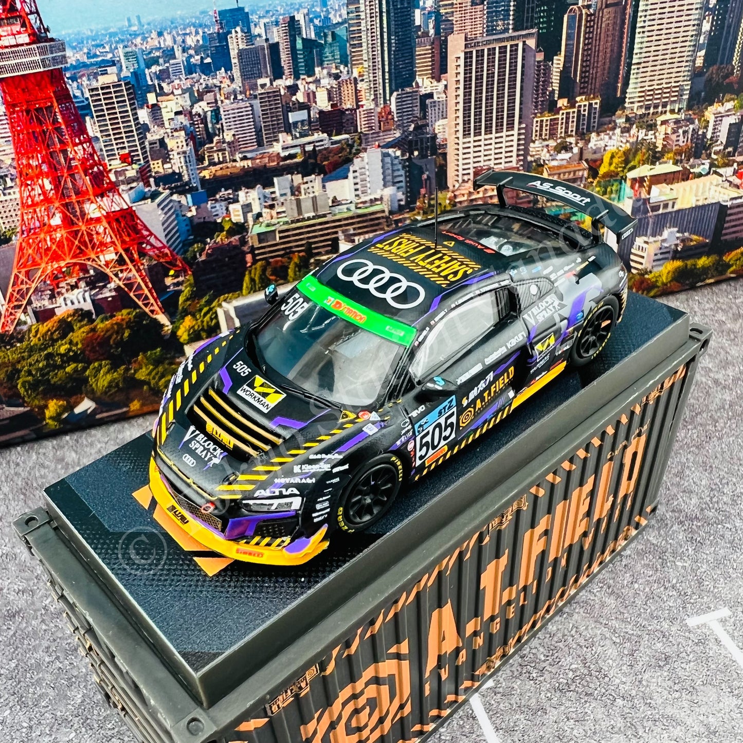 TARMAC WORKS 1/64 COLLAB64 Audi R8 LMS GT4  Super Taikyu STZ 2020 Nishimura / Okamoto / Tagahara / Fujiwara with Container T64-070-EVA20