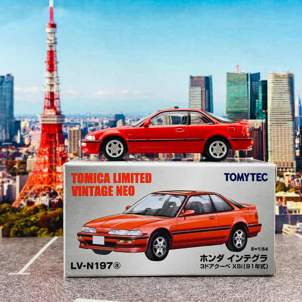 Tomytec Tomica Limited Vintage Neo 1/64 LV-N197a Honda Integra 3 Door Coupe Xsi Red (1991)
