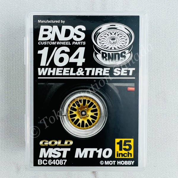 BNDS 1/64 Alloy Wheel & Tire Set MST MT10 GOLD BC64087