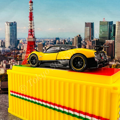 TARMAC WORKS 1/64 GLOBAL64 Pagani Zonda Cinque Giallo Limone with Container Special Edition T64G-TL021-YL
