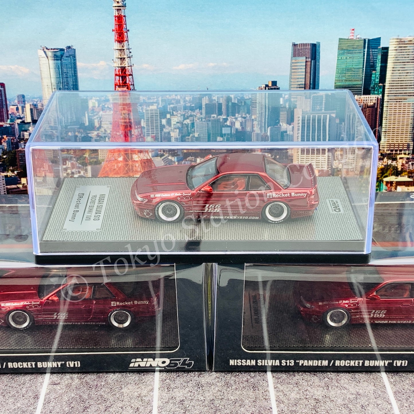 INNO64 1/64 NISSAN SILVIA S13 PANEM ROCKET BUNNY V1  Red Metallic IN64-S13V1-RED