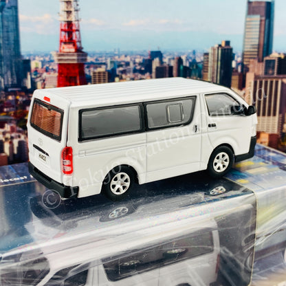 BM CREATIONS JUNIOR 1/64 Toyota 2015 Hiace KDH200V WHITE RHD with Extra Wheels, Lowering Parts and Body Kit 64B0142