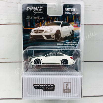 TARMAC WORKS x Lamley 1/64 GLOBAL64 SPECIAL EDITION Mercedes-Benz C63 AMG Coupé Black Series White Metallic T64G-009-DW