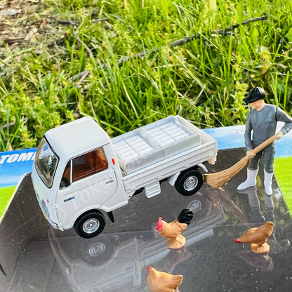 TOMYTEC Tomica Limited Vintage NEO 1/64 Mazda Porter Cab with three-way open (white) and figures LV-198b