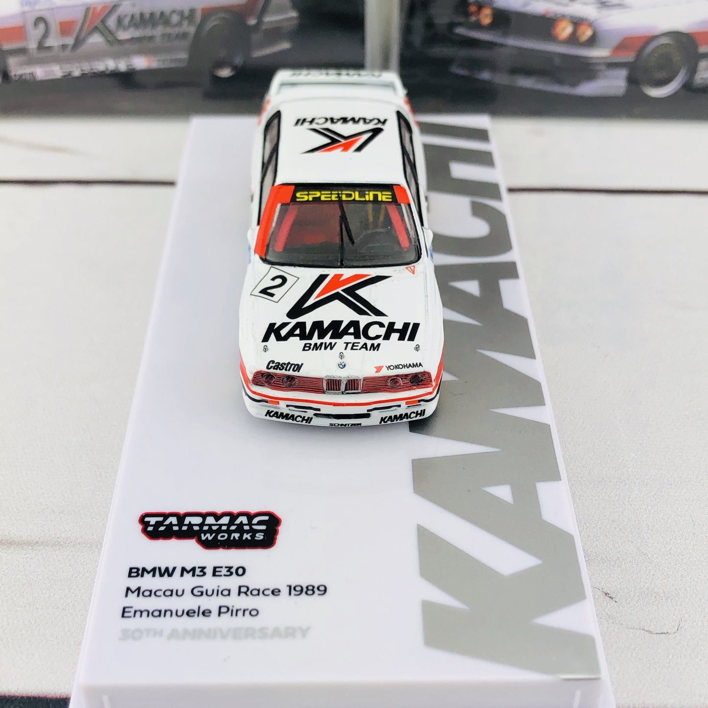 Tarmac Works 1/64 BMW M3 E30 Macau Guia Race 1989 Emanuele Pirro 30th Anniversary T64-009-89MAC02