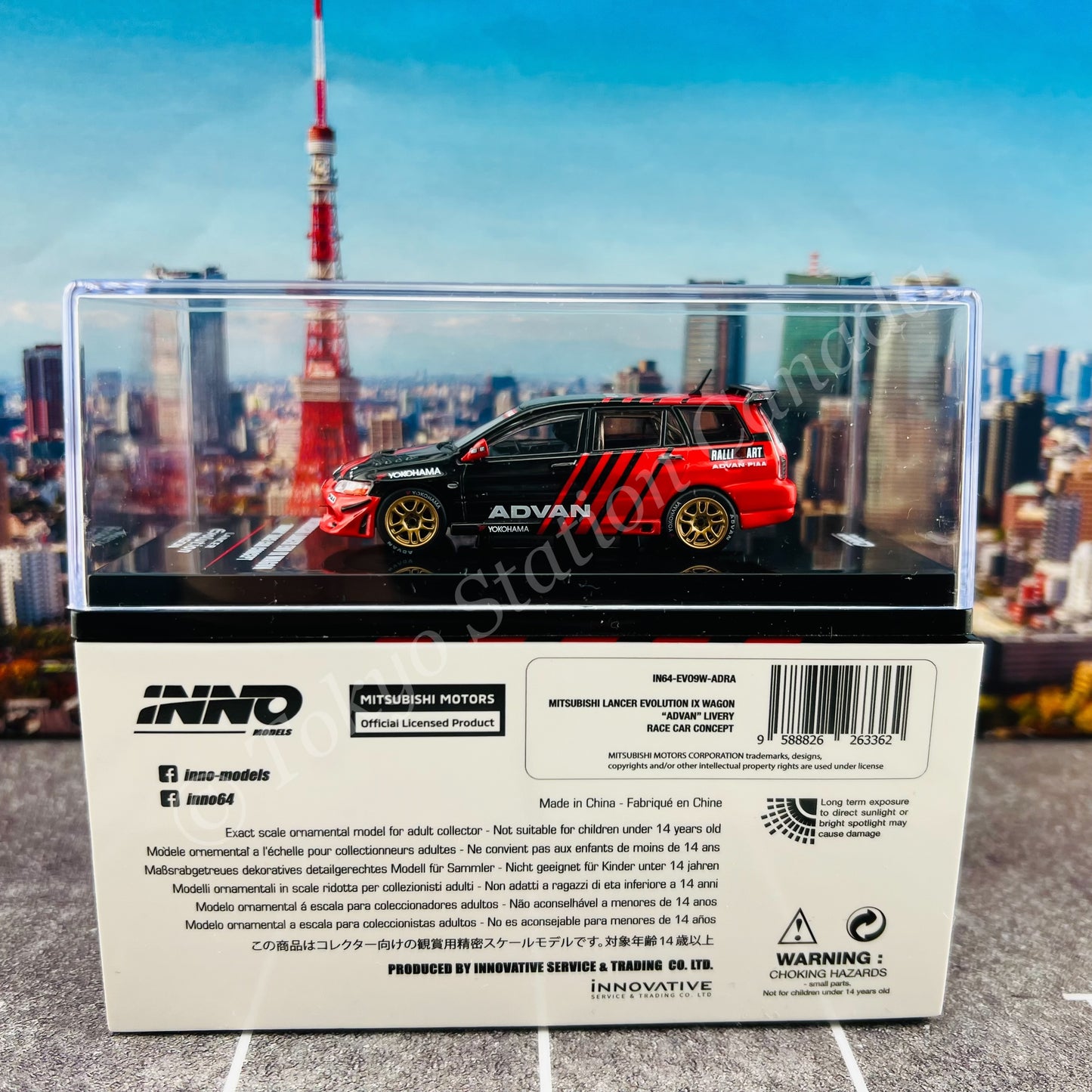 INNO64 1/64 MITSUBISHI LANCER EVOLUTION IX Wagon "ADVAN" Livery With Race Car Interior IN64-EVO9W-ADRA