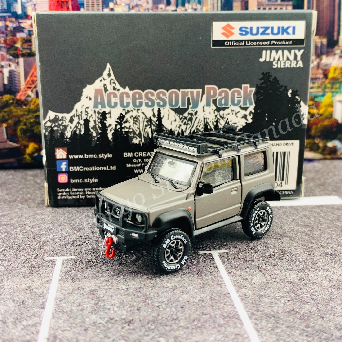 BM CREATIONS JUNIOR 1/64 Suzuki Jimny SIERRA JB74 with Accessory Pack Matt Grey LHD 64B0035