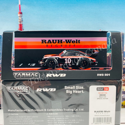 Tarmac Works 1/64 RWB 964 Black #10 - Thailand Special Edition - HOBBY64 T64-037-THA 