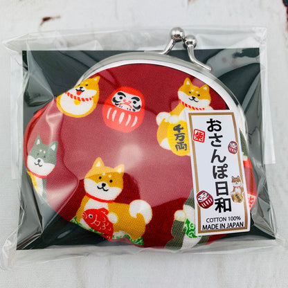 Shiba Inu おさんぽ日和 Coin Pouch  303-704 Red (MADE IN JAPAN)