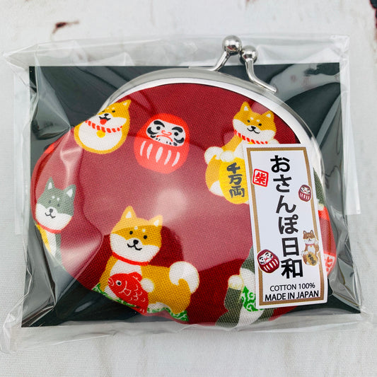 Shiba Inu おさんぽ日和 Coin Pouch  303-704 Red (MADE IN JAPAN)