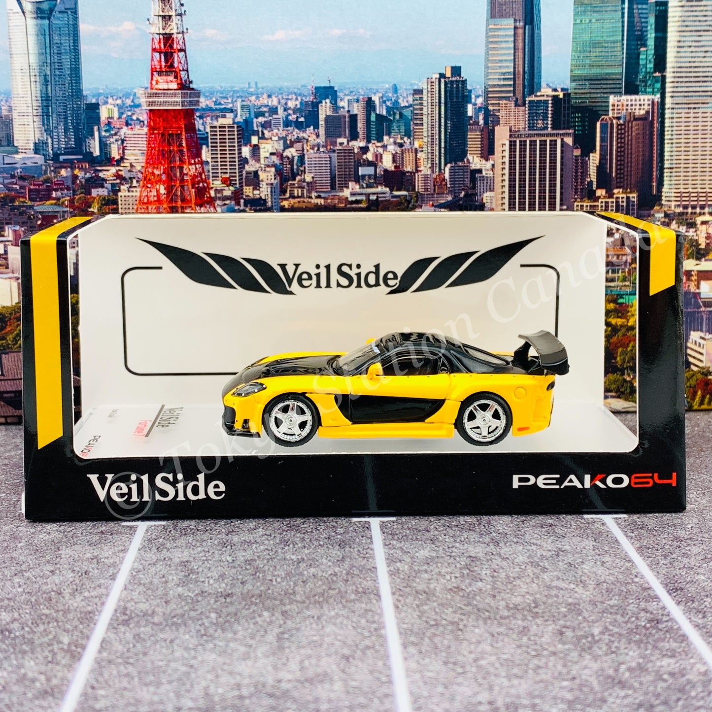 PEAKO64 1/64 VeilSide Fortune 7 (Yellow with Black Strap) 62501