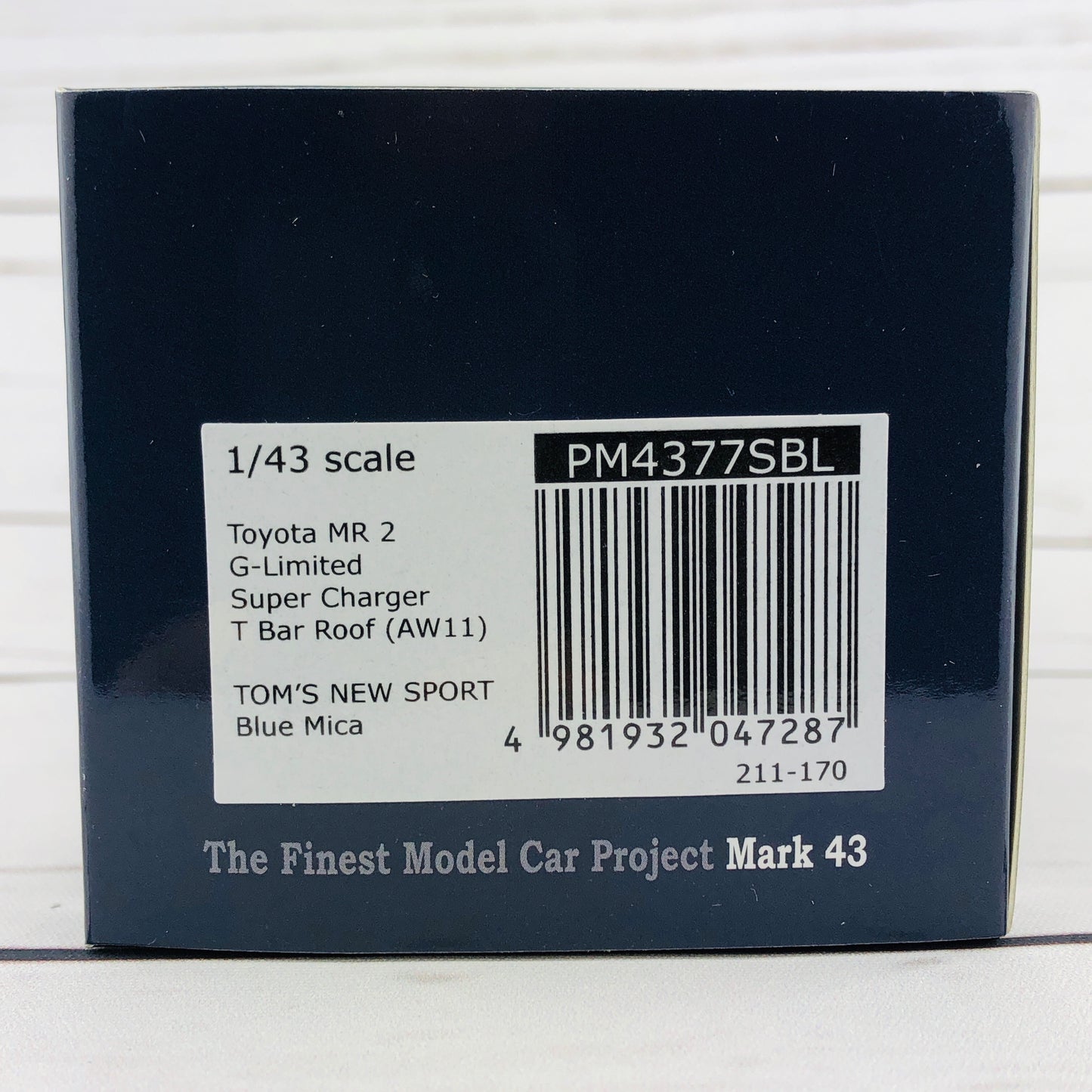 Mark43 1/43 Toyota MR 2 G-Limited Super Charger T Bar Roof (AW11) TOM'S NEW SPORT Blue Mica PM4377SBL