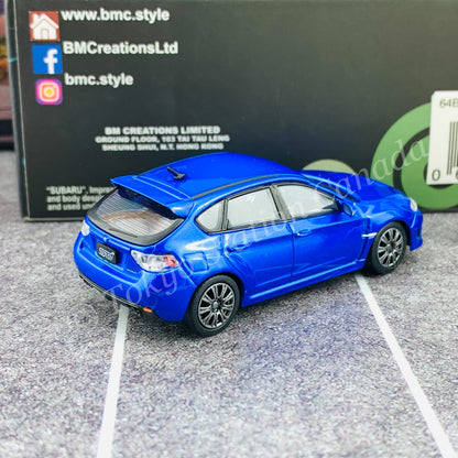 BM CREATIONS JUNIOR 1/64 Subaru 2009 Impreza WRX BLUE LHD with Extra Wheels and Lowering Parts 64B0109