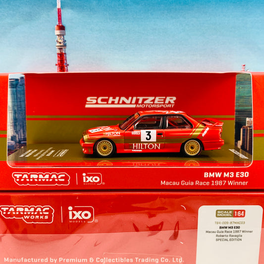Tarmac Works 1/64  BMW M3 E30 Macau Guia Race 1987 Winner Roberto Ravaglia Macau GP 2020 Special Edition  T64-009-87MAC03