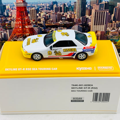 Tarmac Works x Kyosho Collaboration Model 1/64 Nissan Skyline GTR R32 South East Asia Touring Car Championship 1992 T64K-001-92SEA