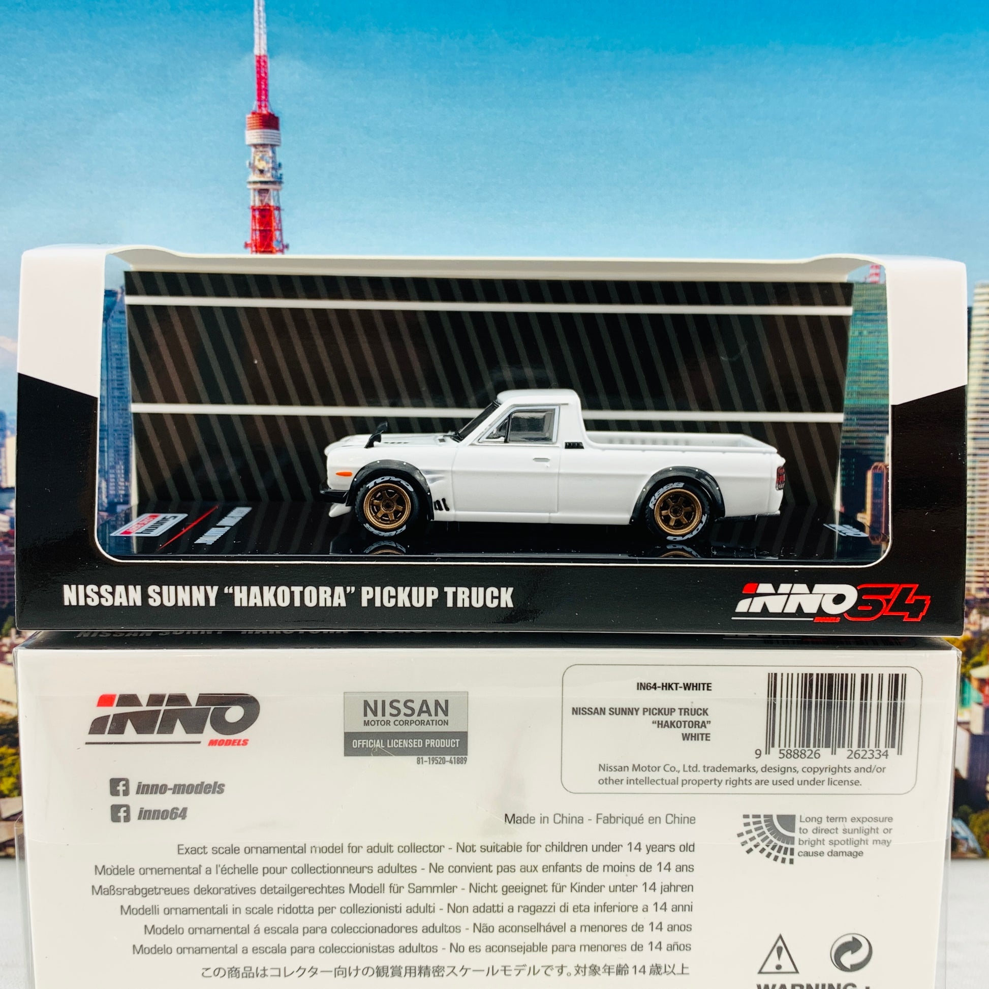 INNO64 1/64 NISSAN SUNNY "HAKOTORA" Pickup Truck White IN64-HKT-WHI
