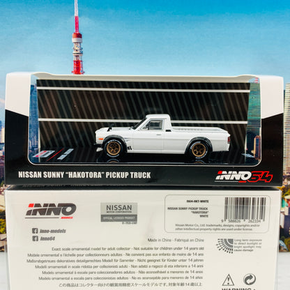 INNO64 1/64 NISSAN SUNNY "HAKOTORA" Pickup Truck White IN64-HKT-WHI