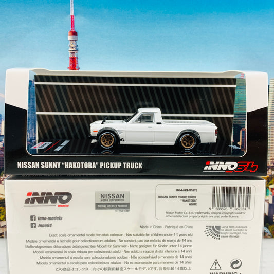 INNO64 1/64 NISSAN SUNNY "HAKOTORA" Pickup Truck White IN64-HKT-WHI