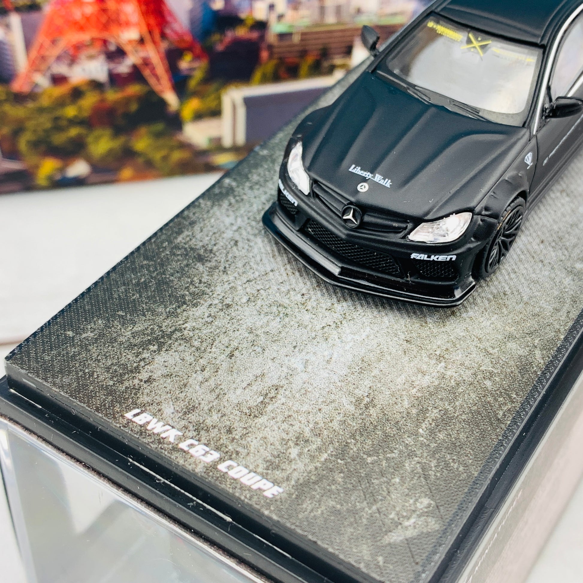 KJ MINIATURES 1/64 LBWK Mercedes-Benz C63 Coupe Matte Black KJ64001BK