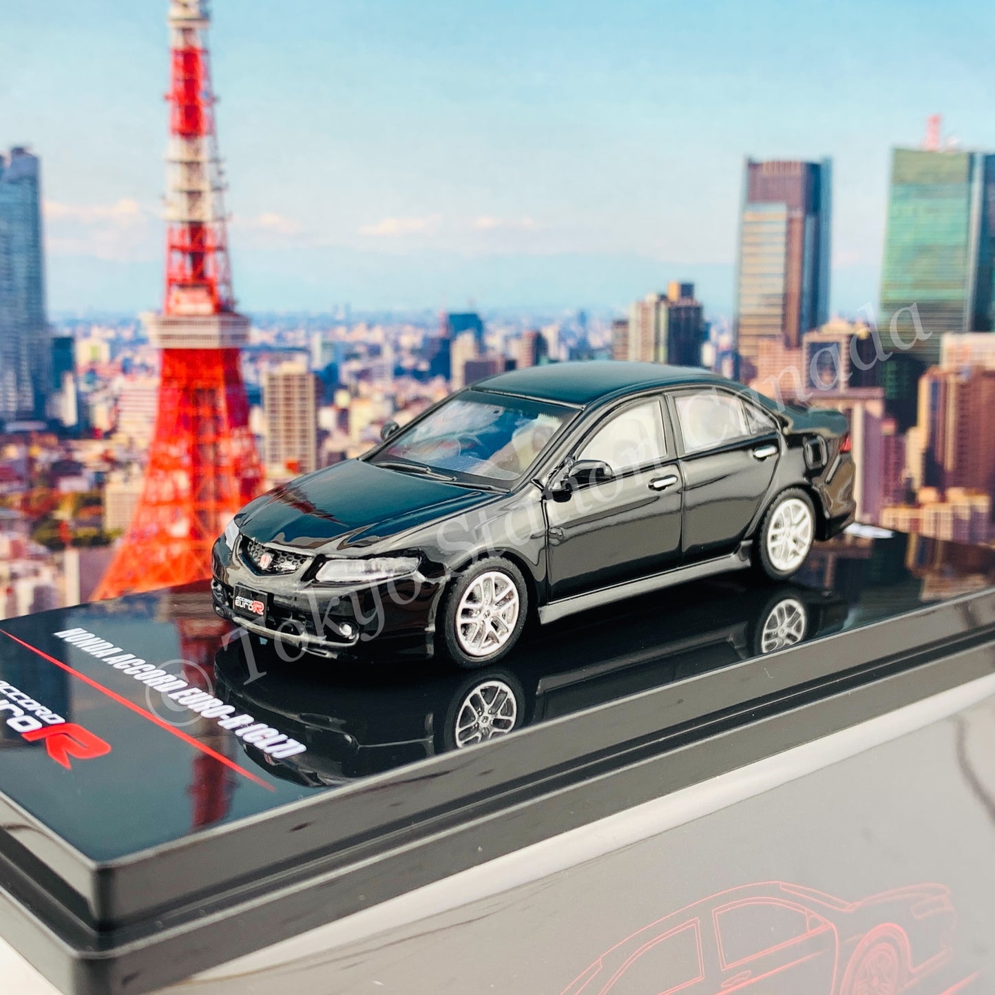 INNO64 1/64 HONDA ACCORD Euro-R (CL7) Nighthawk Black Pearl W/ Extra Wheels & Extra Water Decals IN64-CL7-BLA