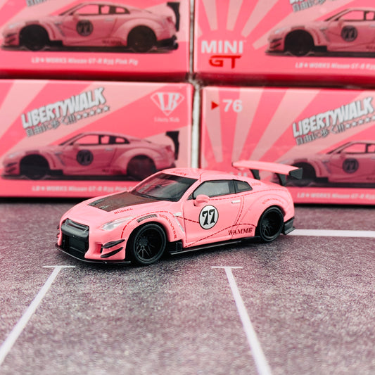 MINI GT 1/64 LB★Works Nissan GT-R (R35) Type 2, Rear Wing ver 3 Pink Pig RHD MGT00076-R