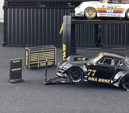 Tarmac Works 1/64 Garage Tools Set RWB - Stickers Included T64A-001-RWB