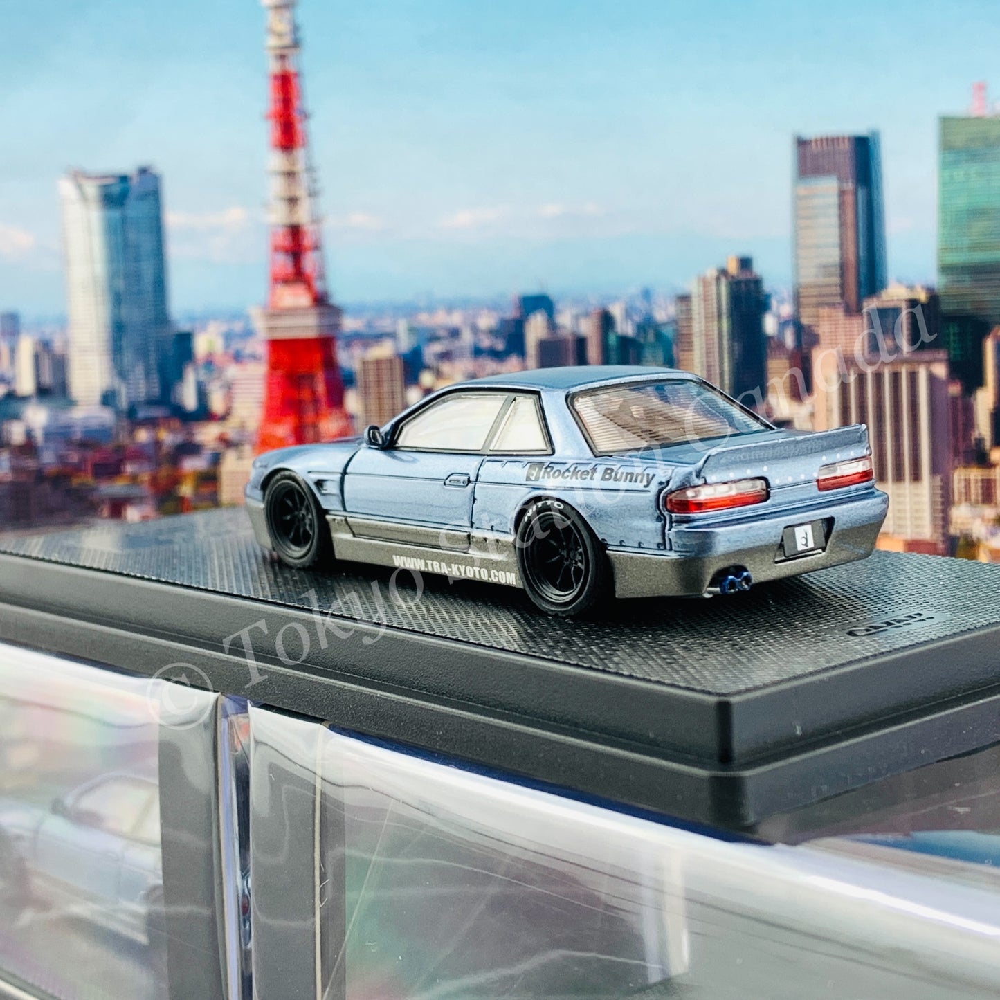 INNO64 1/64 NISSAN SILVIA S13 PANDEM ROCKET BUNNY V1  Two-Tones Blue/Grey Metallic IN64-S13V1-2TBG