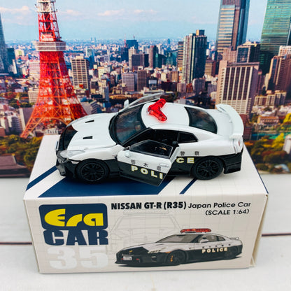 ERA CAR 35 1/64 Nissan GTR R35 Japan Police Car with Figure NS20GTRRN35