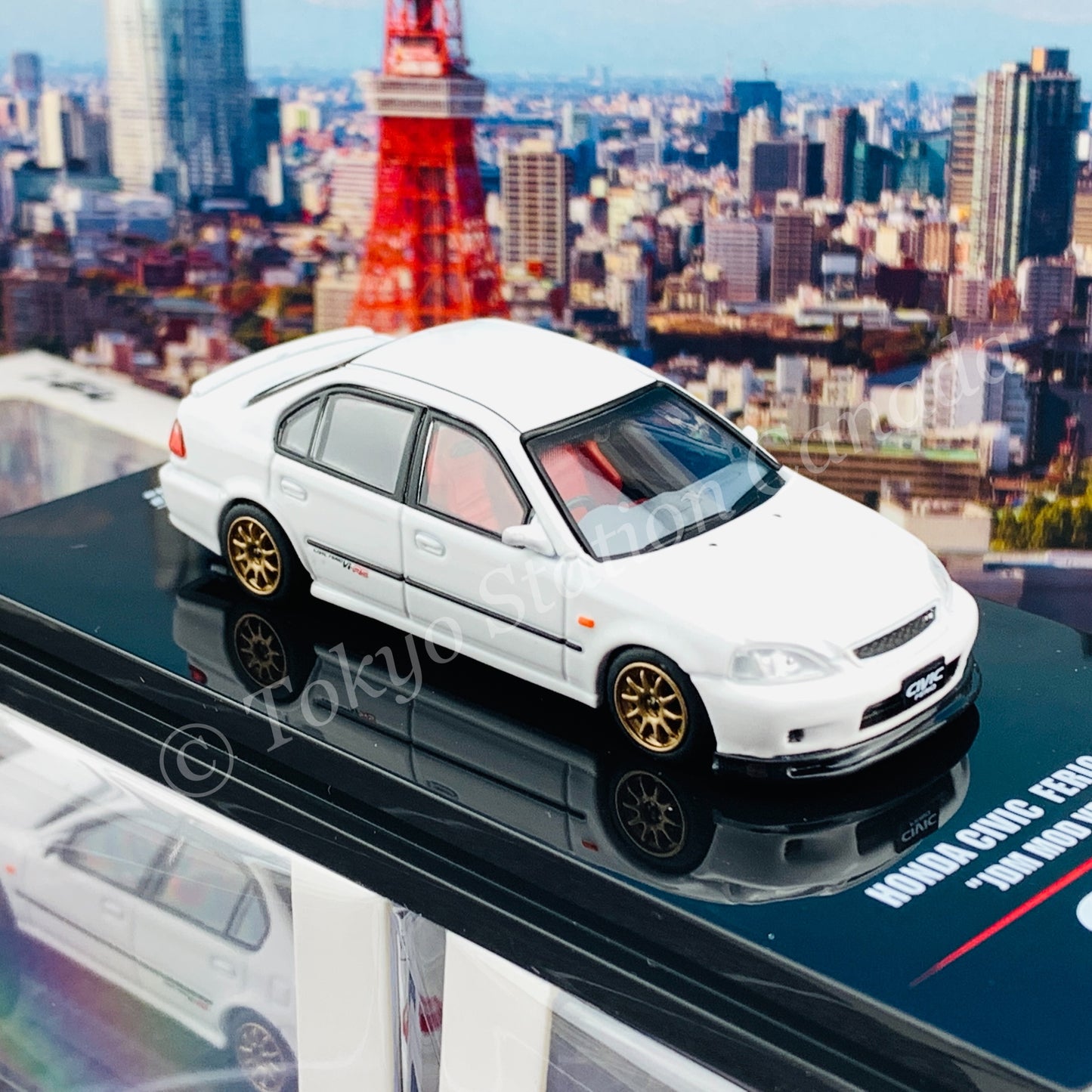 INNO64 1/64 HONDA CIVIC FERIO Vi-RS "JDM MOD VERSION" Championship White With extra wheels and extra decals IN64-EKS-WHI