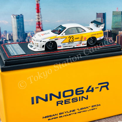 INNO64-R 1/64 RESIN NISSAN SKYLINE "LBWK" (ER34) SUPER SILHOUETTE  RETRO LIVERY IN64R-R34-LBSS
