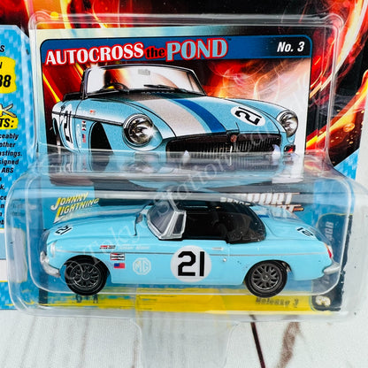 JOHNNY LIGHTNING 1/64 IMPORT HEAT 1963 MG MGB Sky Blue 849398049730