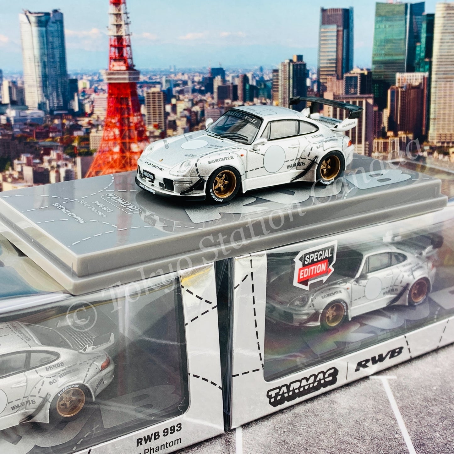 TARMAC WORKS HOBBY64 1/64 RWB 993 Silver Phantom Special Edition T64-017-JC