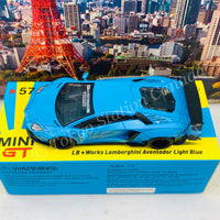 MINI GT 1/64 LB★WORKS Lamborghini Aventador Light Blue RHD MGT00057-R