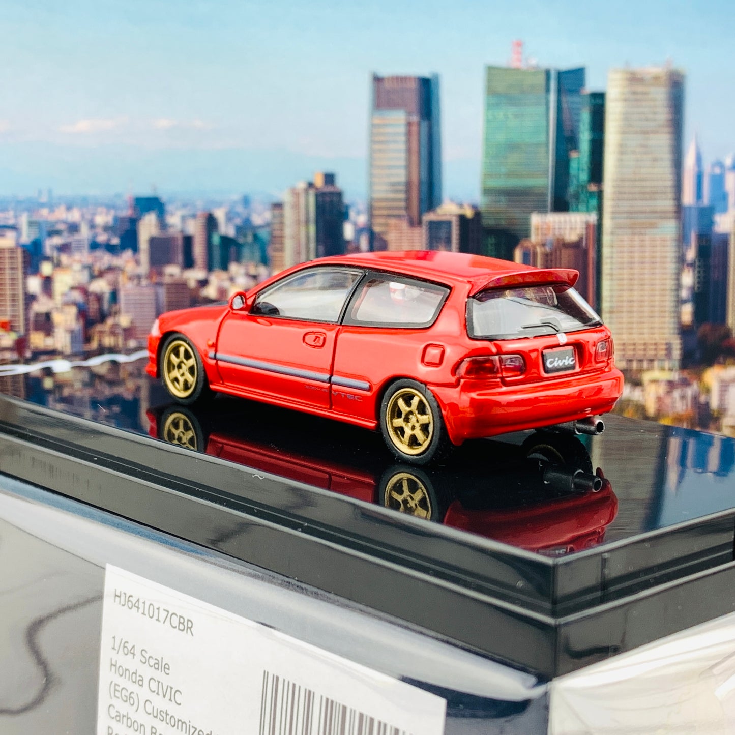 HOBBY JAPAN 1/64 Honda Civic EG6 Customized Version Carbon Bonnet RED HJ641017CBR