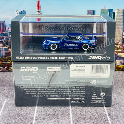 INNO64 1/64 NISSAN SILVIA S13 V2 PANDEM / ROCKET BUNNY Blue Metallic IN64-S13V2-BLUM