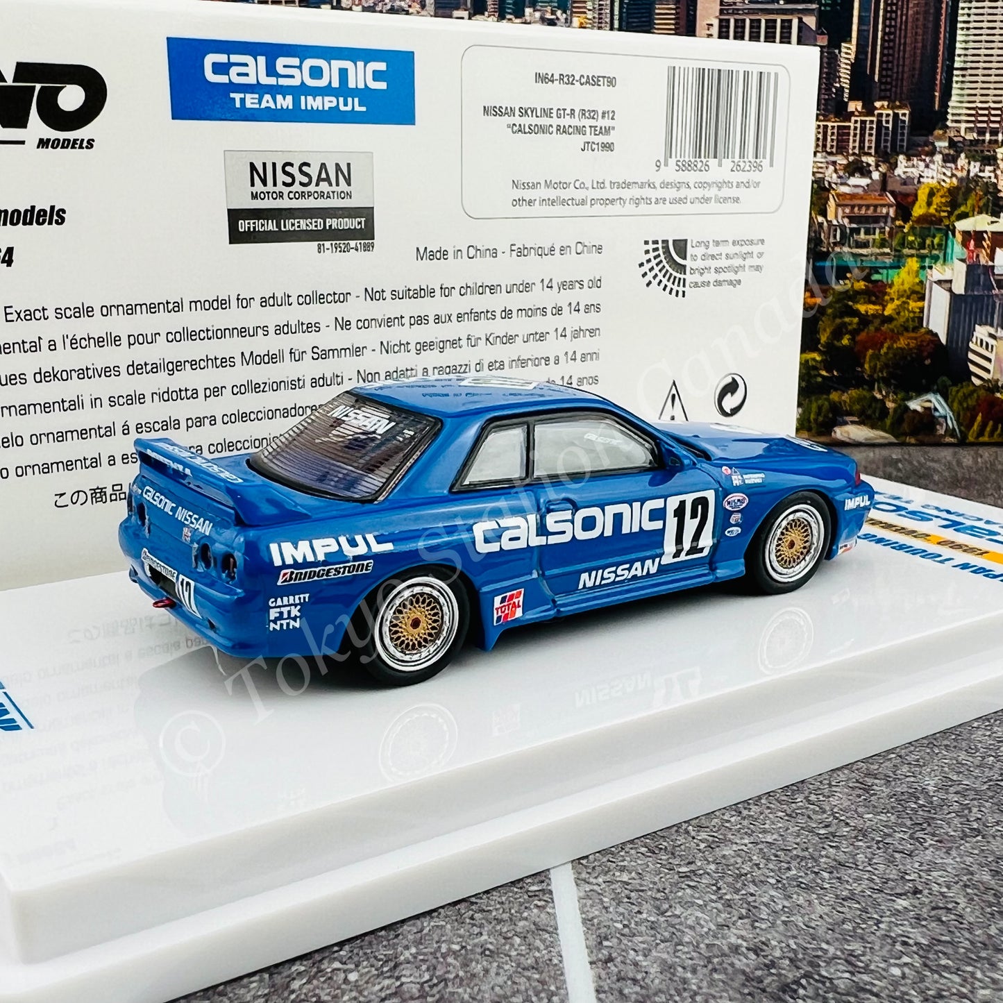 INNO64 1/64 NISSAN SKYLINE GTR (R32) #12 CALSONIC RACING TEAM JTC 1990 Champion IN64-R32-CASET90