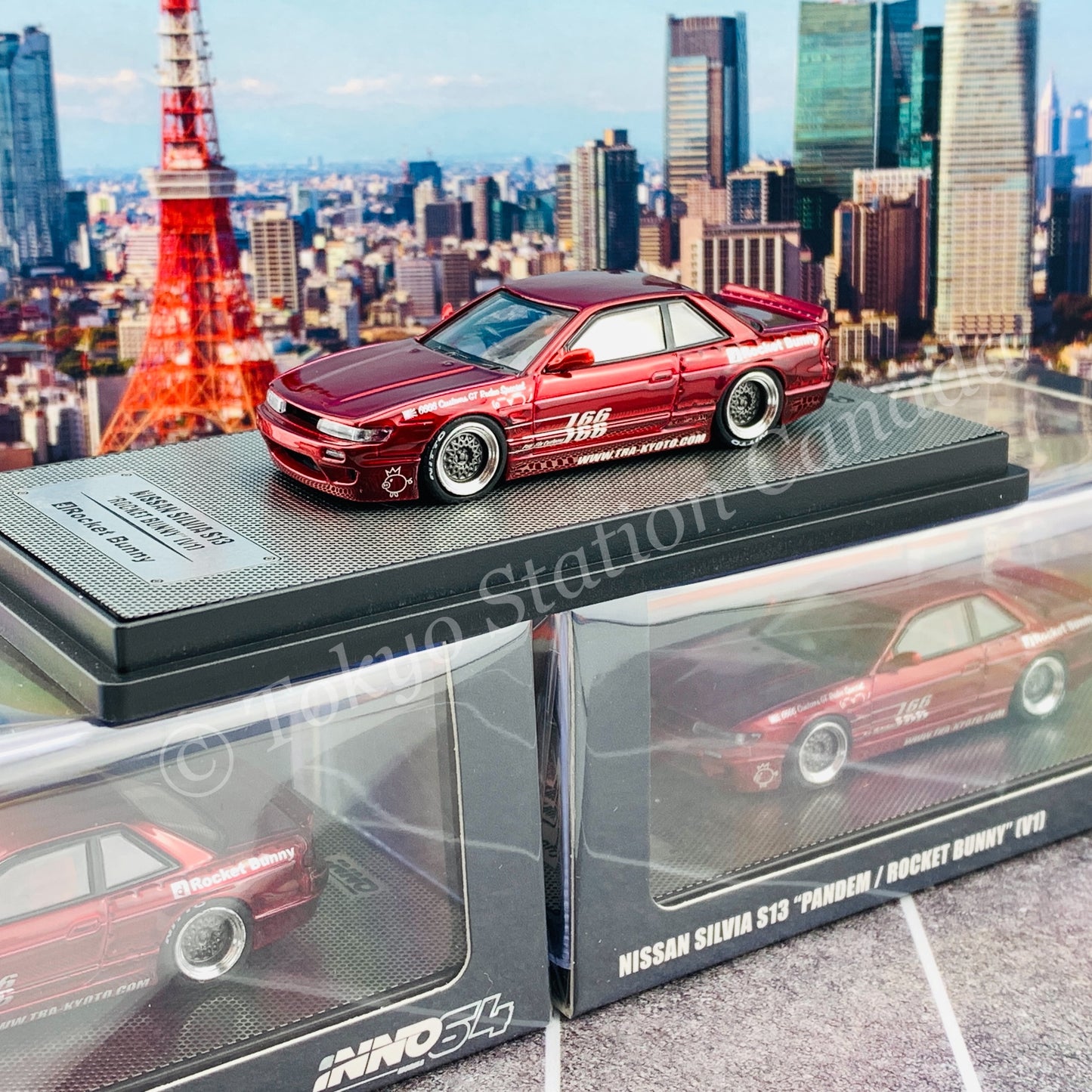 INNO64 1/64 NISSAN SILVIA S13 PANDEM ROCKET BUNNY V1 Red Metallic IN64-S13V1-RED