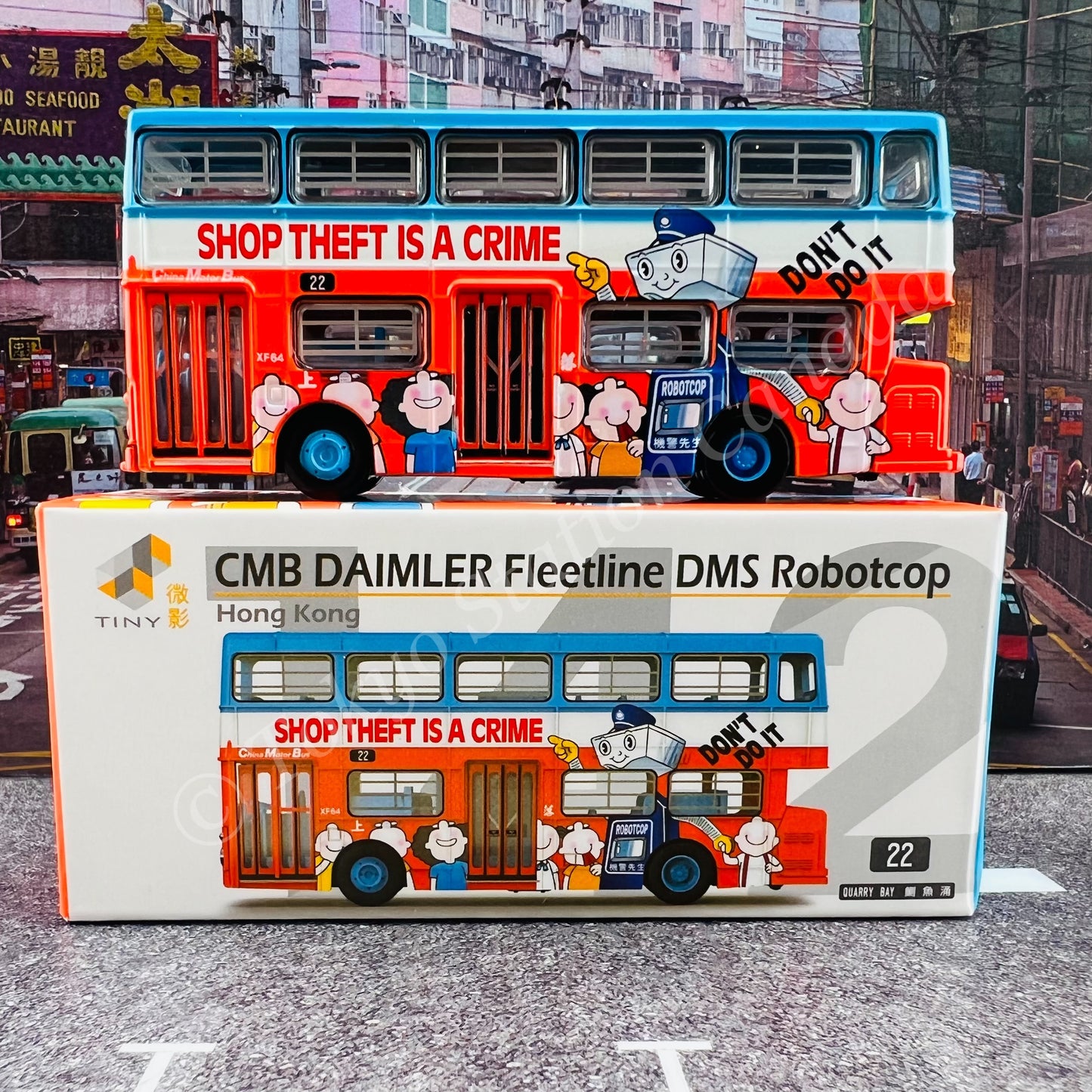 TINY 微影 142 CMB DAIMLER Fleetline DMS Robotcop 機警先生 (Quarry Bay 22 鰂魚涌) ATC64845
