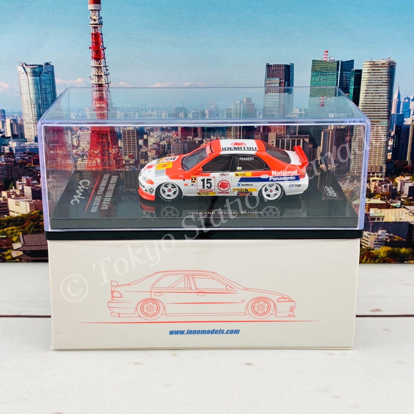 INNO64 1/64 Honda Civic Ferio GR.A #15 "IDEMITSU" Team Singha Apollo - SEATCZC 1996 "Thailand Special Edition" IN64-EG9-SEAT