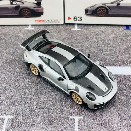 MINI GT 1/64 Porsche 911 Turbo GT2 RS GT Weissach Package Silver Metallic RHD MGT00063-R