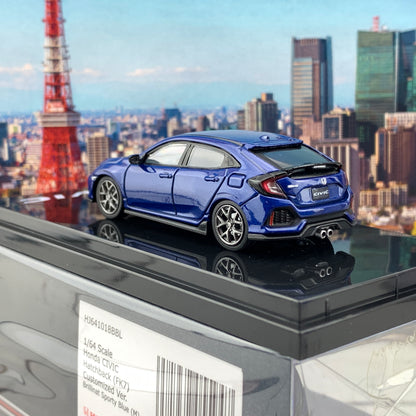 HOBBY JAPAN 1/64 Honda CIVIC Hatchback FK7 Blue Metallic Customized Version HJ641018BL