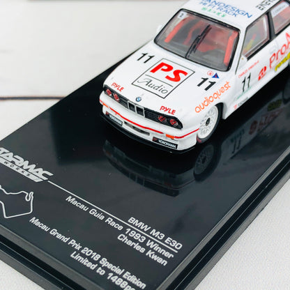 Tarmac Works 1/64 BMW M3 E30 Macau Guia Cup Race 1993 Winner Charles Kwan T64-009-93MAC