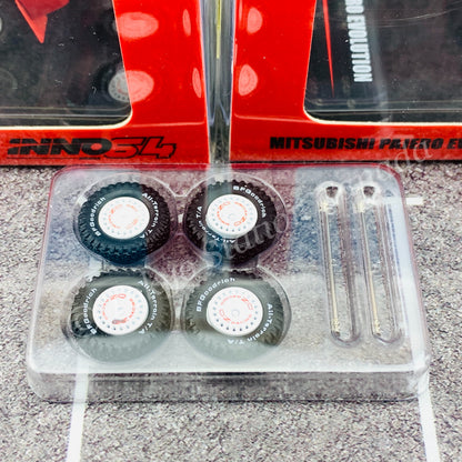 INNO64 1/64 MITSUBISHI PAJERO EVOLUTION Red With Extra Wheels IN64-EVOP-RED