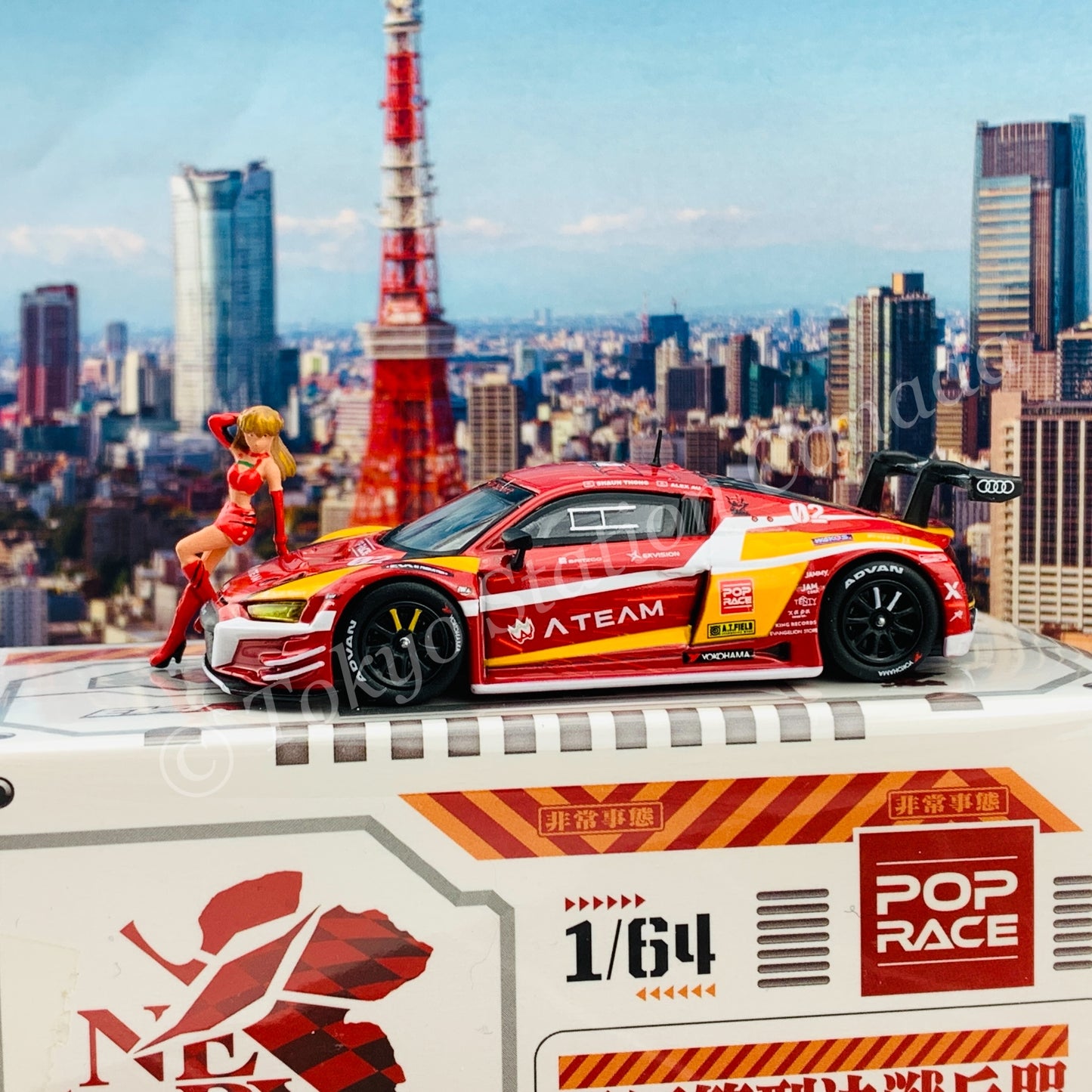 POPRACE 1/64 Audi R8 LMS EVA RT Production Model Type-02 X Works with Race Queen Figure PR64-R8LMS-EVA02 (9588826261931)