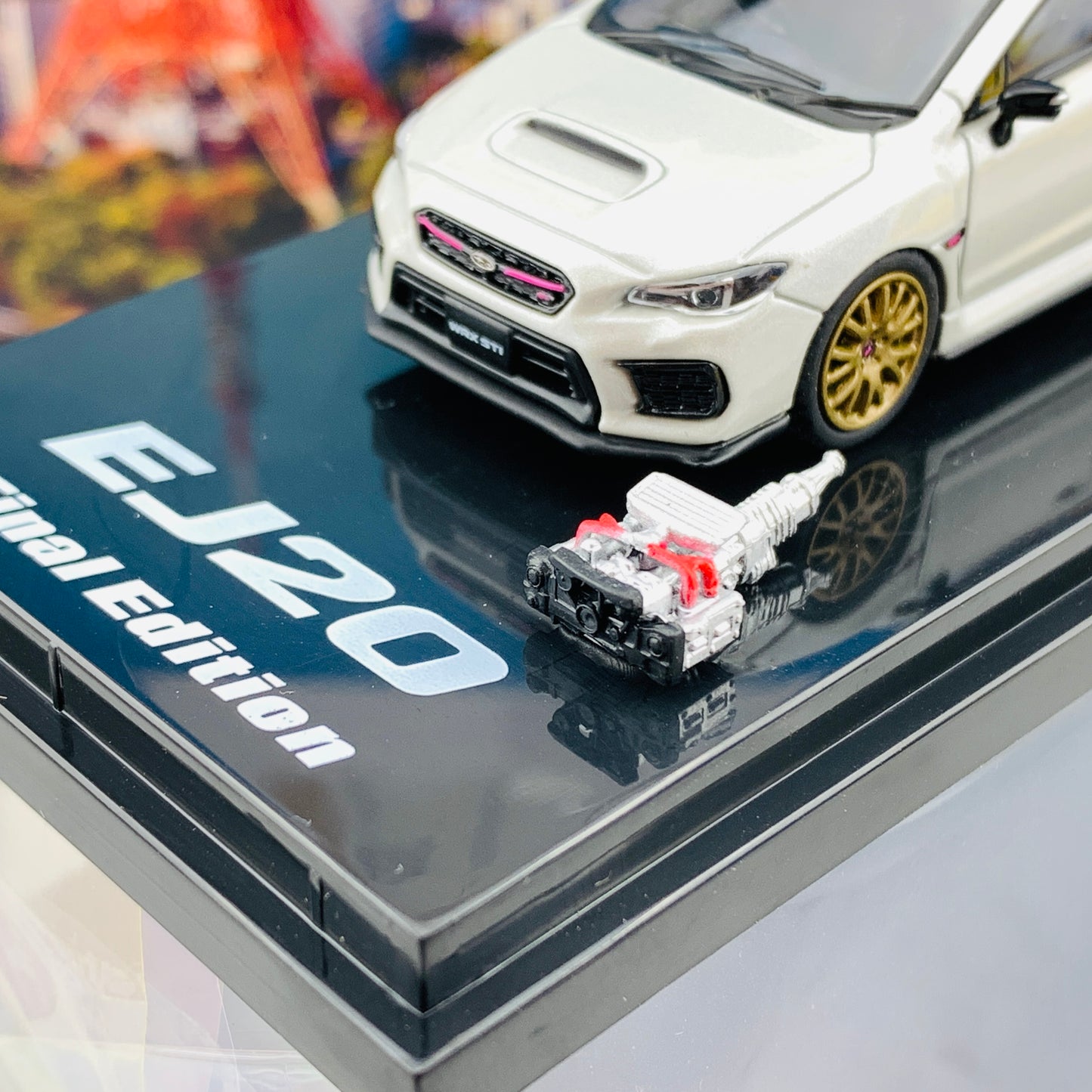 HOBBY JAPAN 1/64  SUBARU WRX STI EJ20 Final Edition with EJ20 Engine Display Model White Pearl HJ641021FW